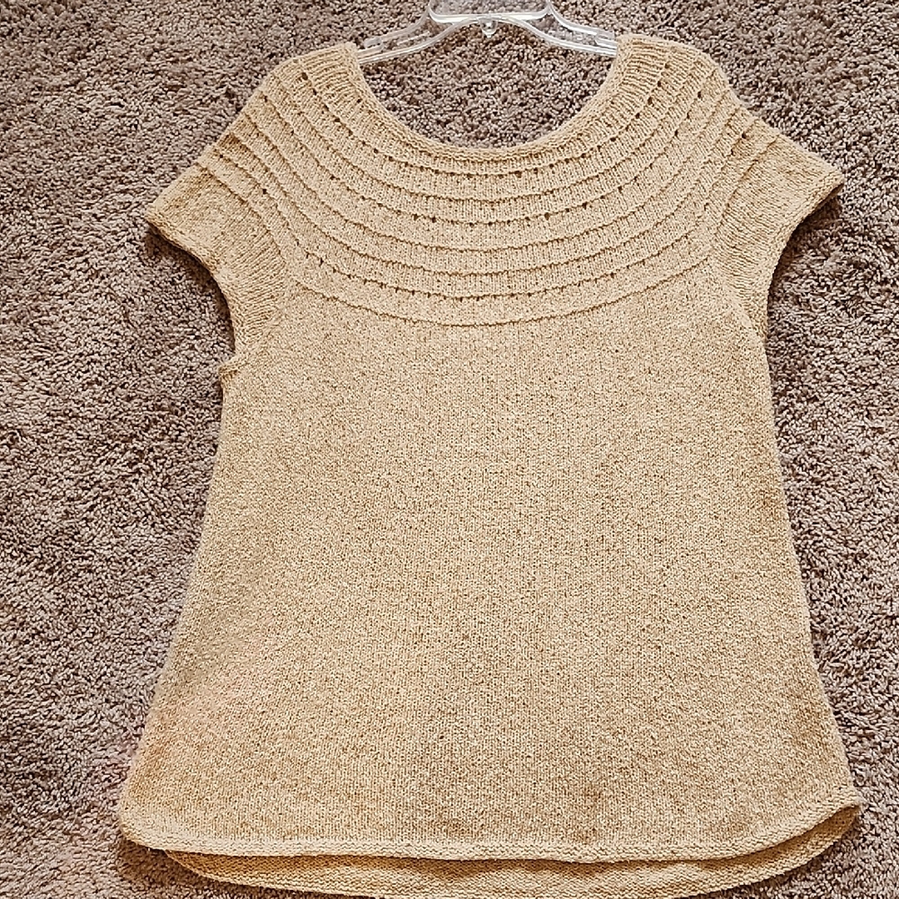 Beige Knit Short Sleeve Top